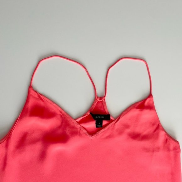 J. Crew Silk Neon Pink Racerback Top 0 - Picture 6 of 7